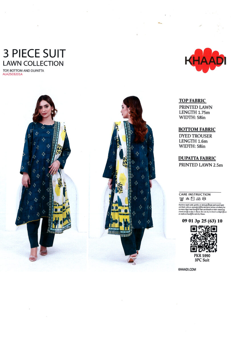 Khaadi Printed Lawn Fabrics 3 Piece - Image 4